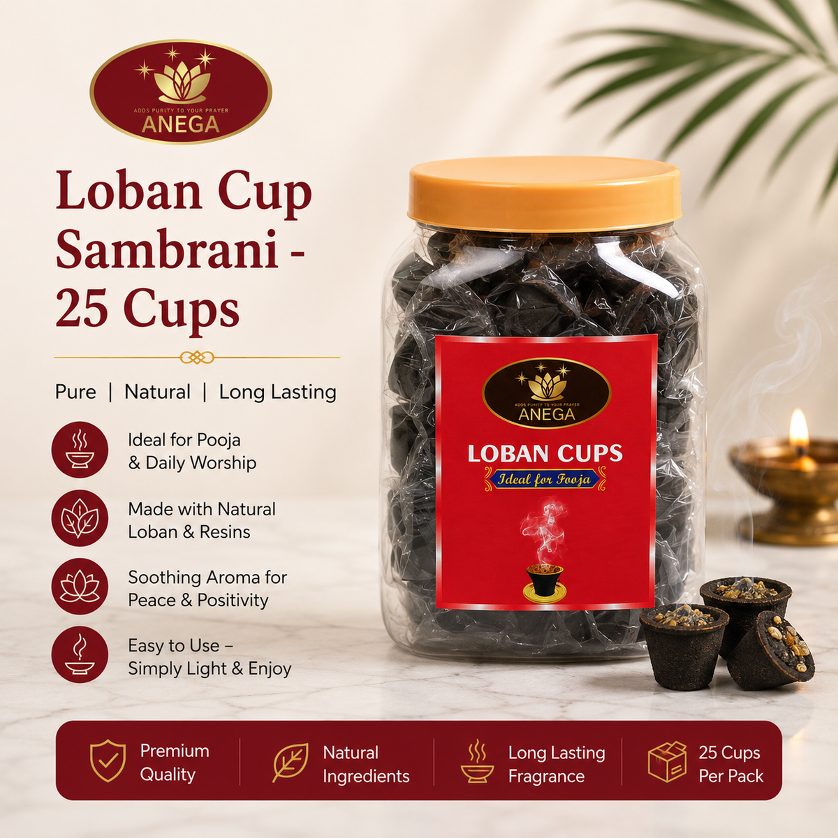 ANEGA Loban Cups - 25Cups Bottle